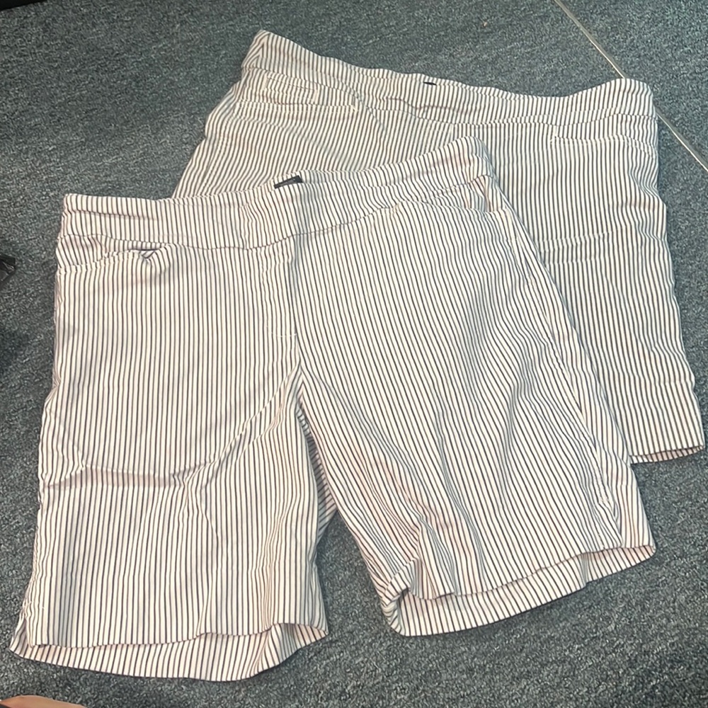 Hilary Radley White and Blue Stripe Bermuda Shorts 2 pack